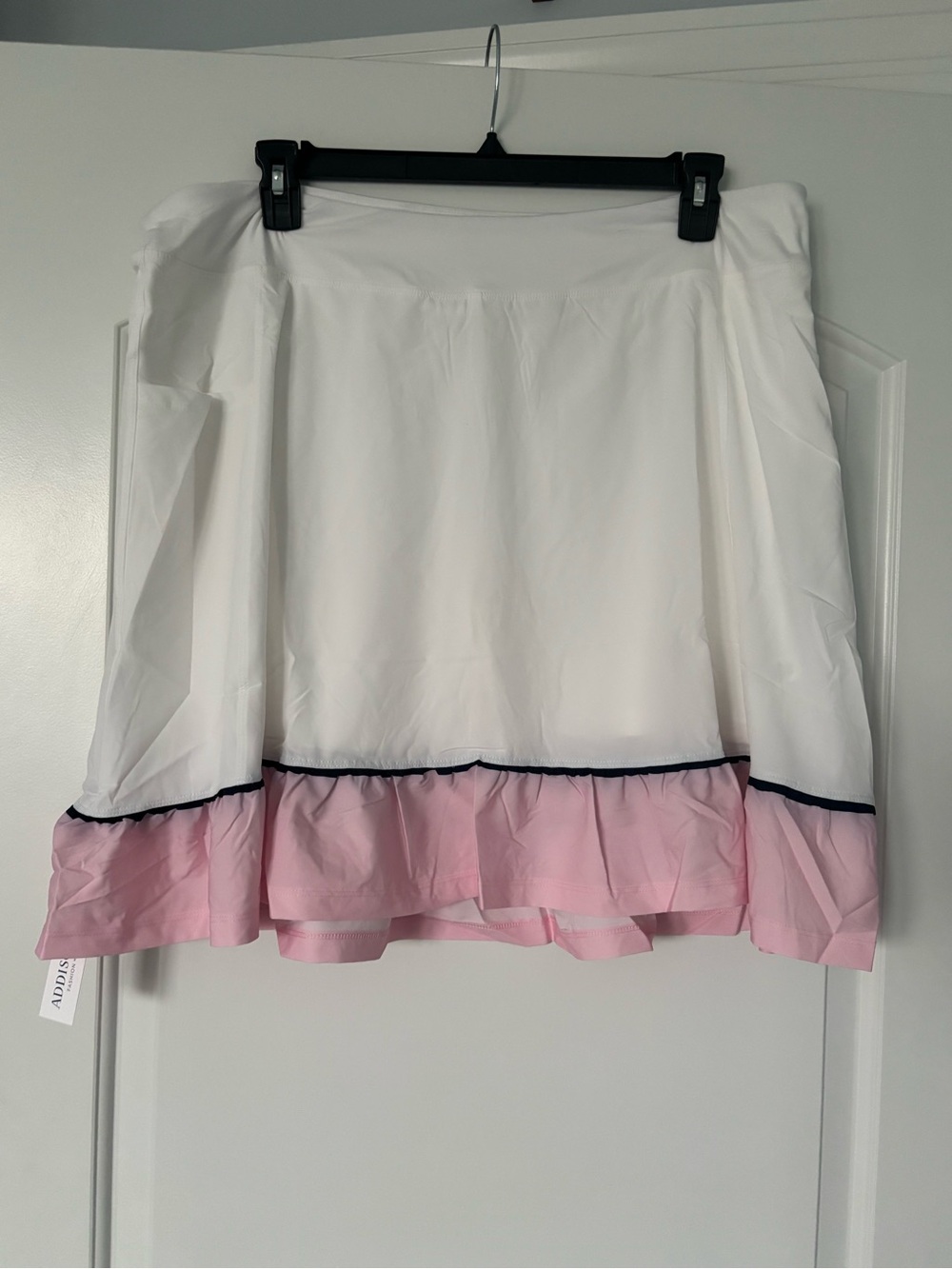 NWT AB by Addison Bay Court Ruffle Tennis Skort White Pink Plus Size 1X